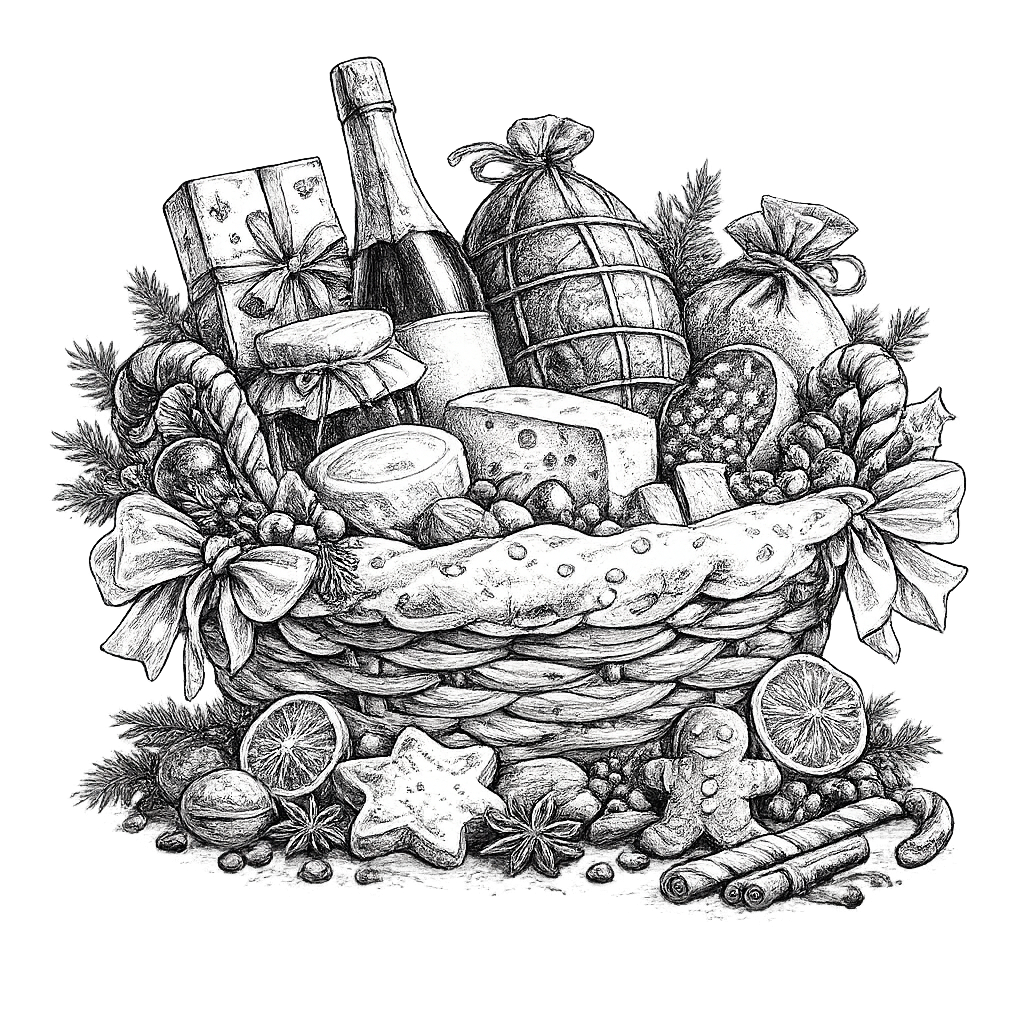 ilustracion de una cesta con productos de calidad