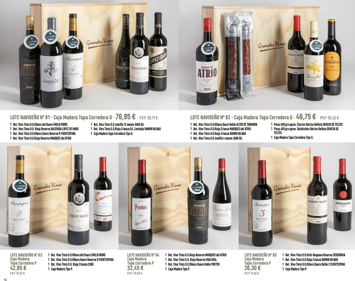 lote de vino con caja de madera