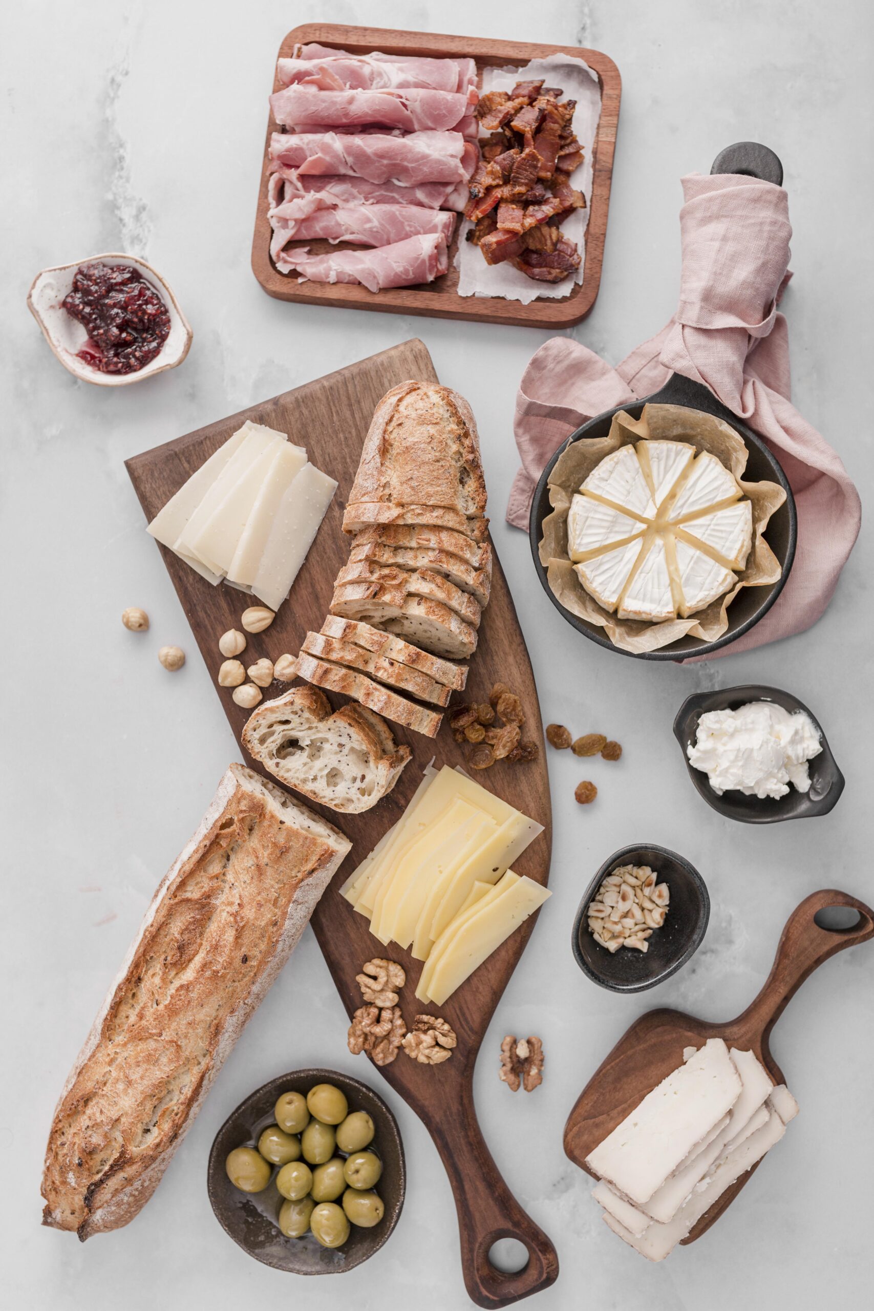 top view pastry with meat arrangement